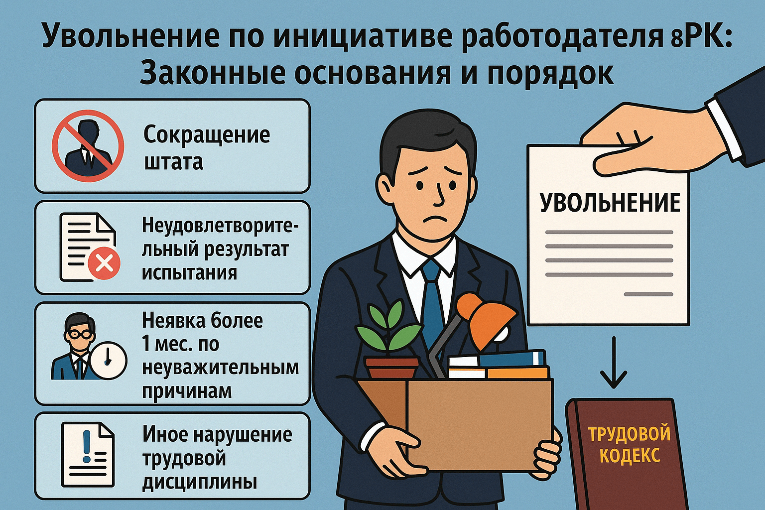 Читать: Увольнение по инициативе работодателя в РК: Законные основания и порядок